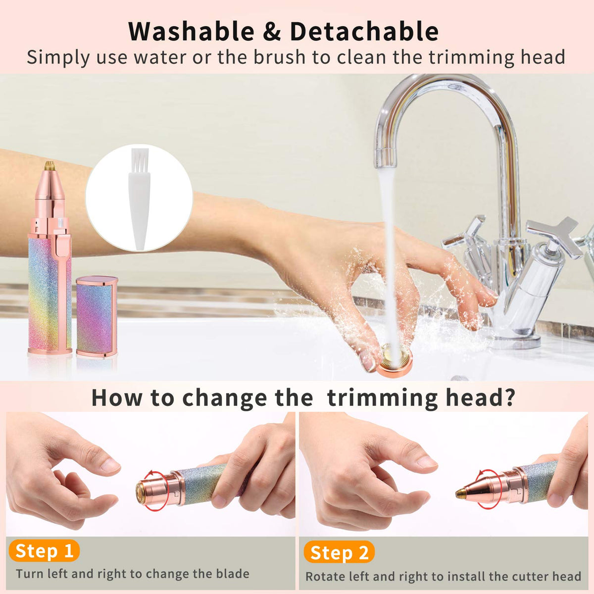 2 in 1 Eyebrow Trimmer & Facial Hair Remover